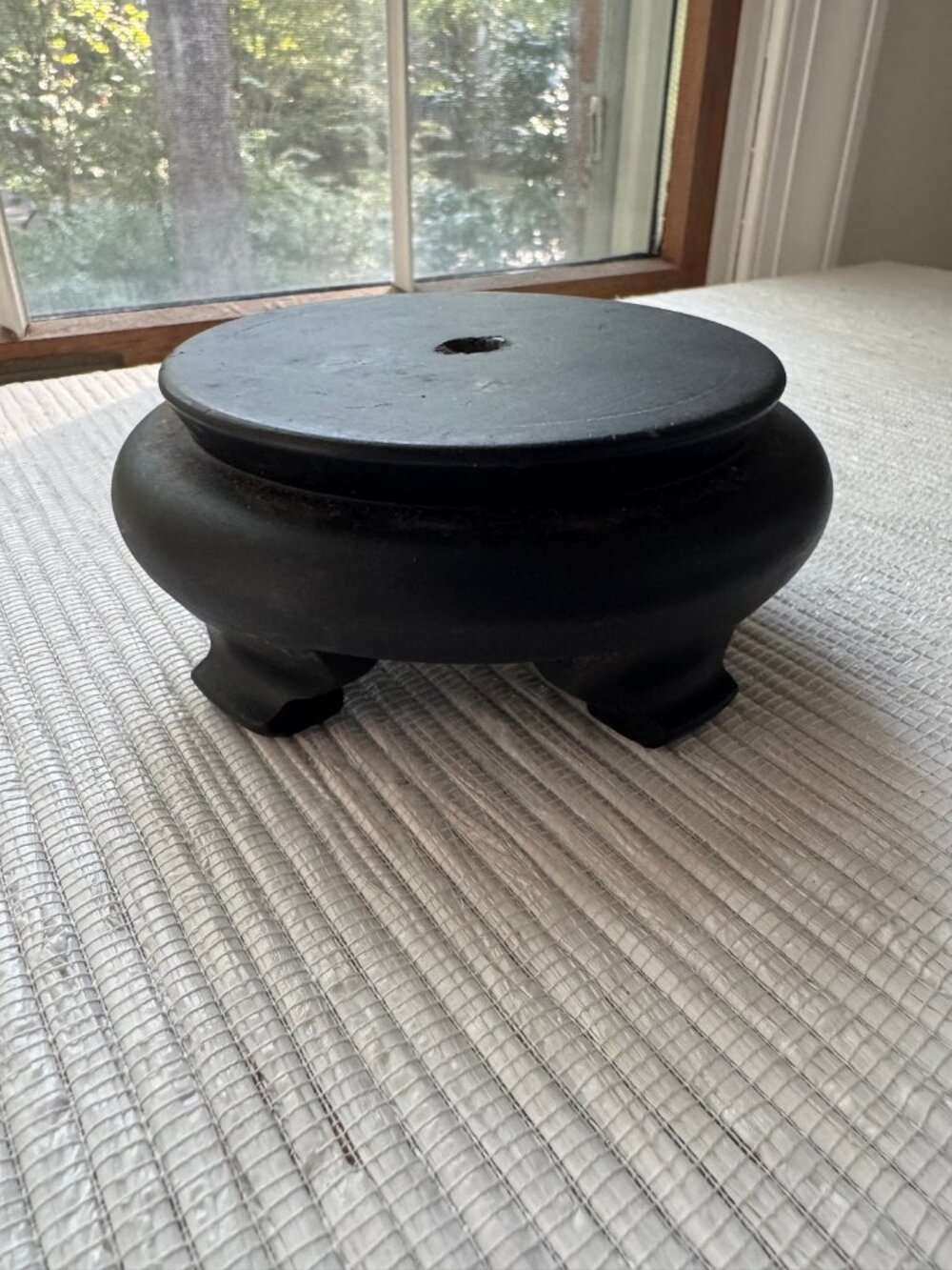 Black Wood Round Display Stand | Footed Riser